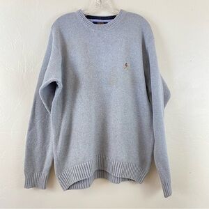 Tommy Hilfiger Men's Size Large Heather Grey Cotton Ribbed Knit Crewneck Sweater